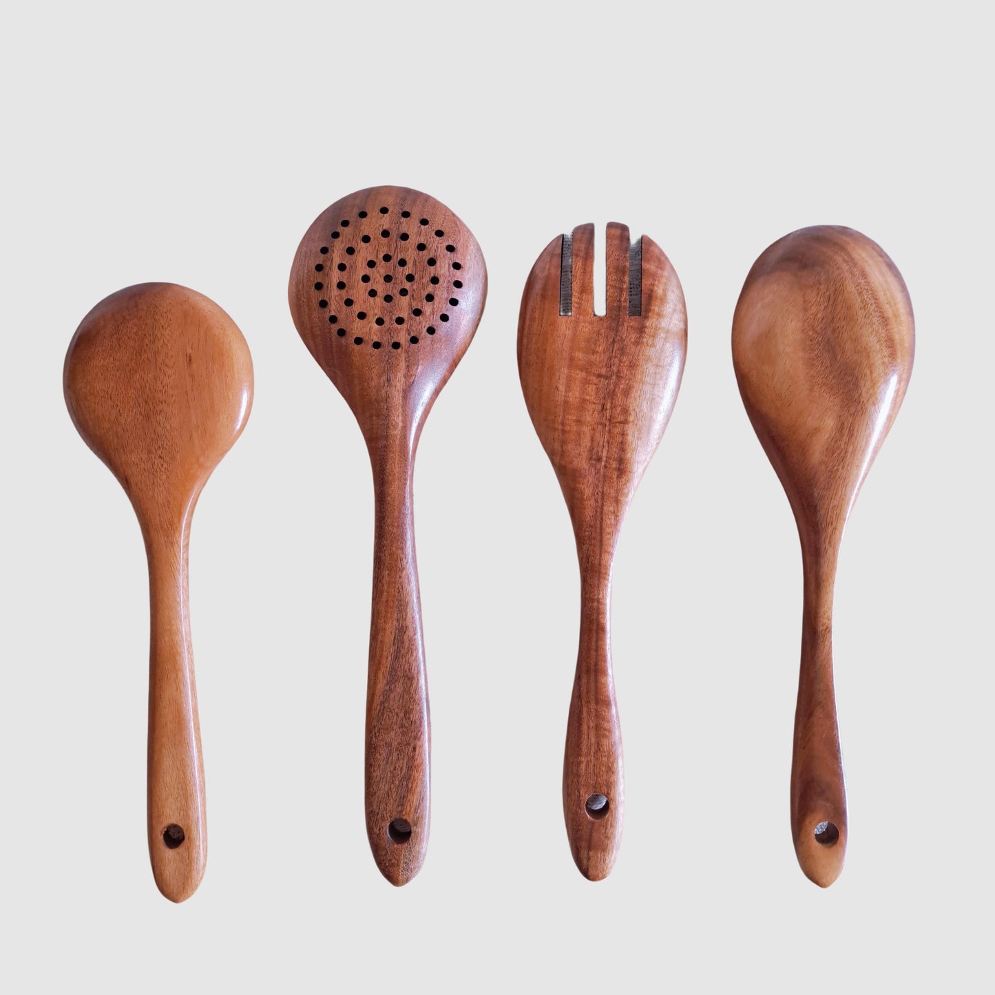 9-Piece Teak Wood Kitchen Utensil Set | Heat-Resistant &amp; Durable | Includes Spatulas, Spaghetti Spoon, Salad Fork, Utensil Holder and More
