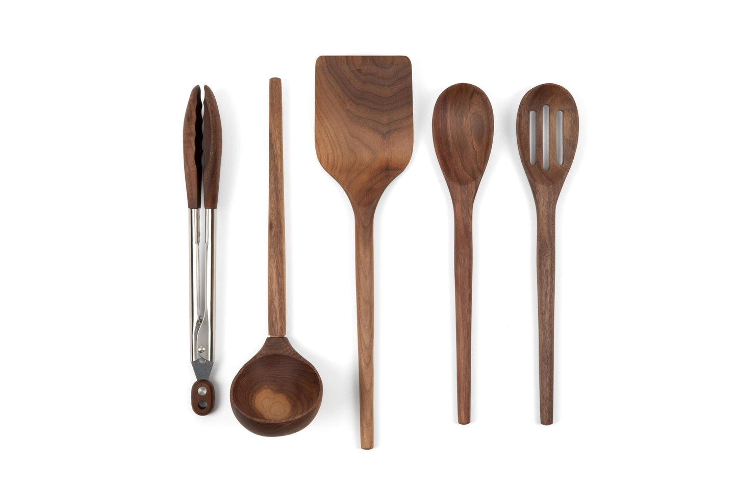 Walnut Wood Kitchen Utensil Set, Handcrafted Natural Cooking Tool, Nontoxic, Plastic-Free, Safe for Nonstick Cookware, Kitchen Wedding Gift