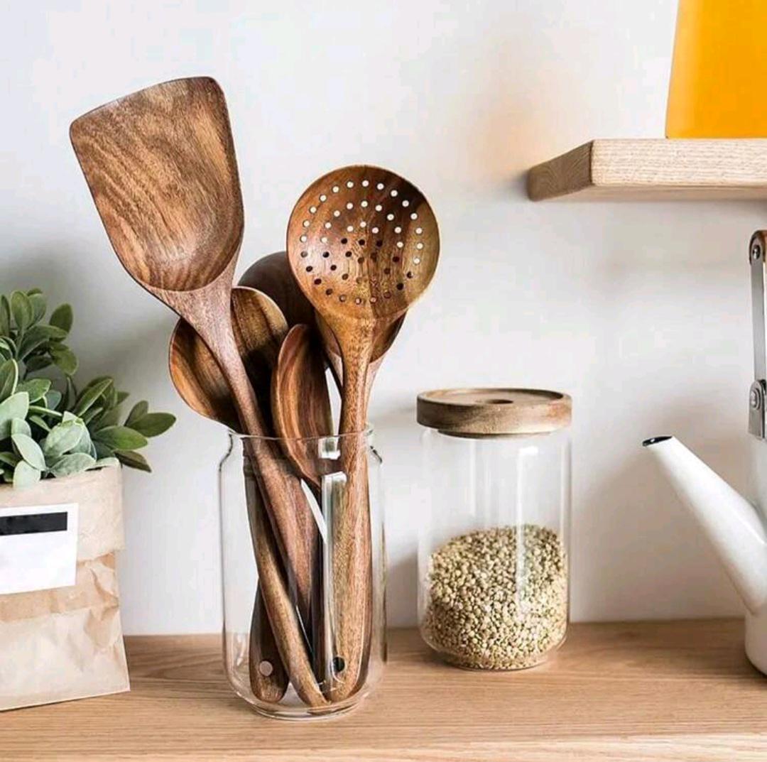 Wooden Kitchen Utensil Set | Wooden Cooking Tools | Rustic Spoon Set | Eco Friendly Kitchen Accessories | Wooden Spoon Set