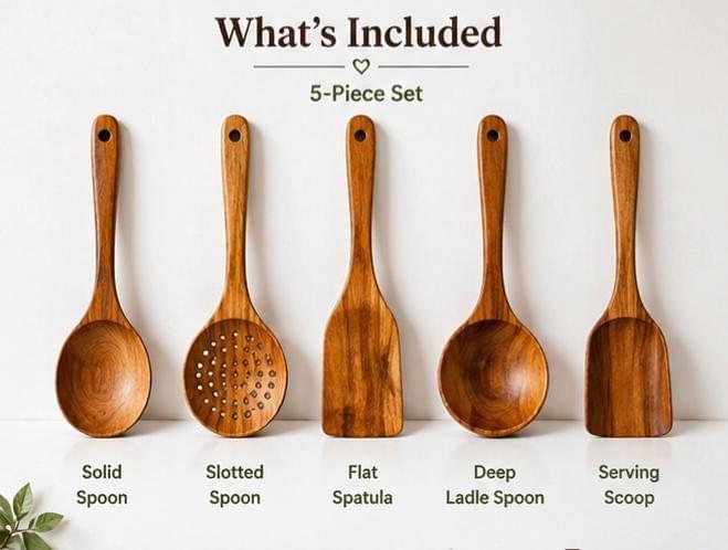 Wooden Kitchen Utensil Set | Wooden Cooking Tools | Rustic Spoon Set | Eco Friendly Kitchen Accessories | Wooden Spoon Set