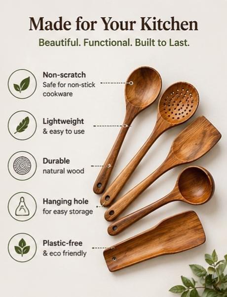 Wooden Kitchen Utensil Set | Wooden Cooking Tools | Rustic Spoon Set | Eco Friendly Kitchen Accessories | Wooden Spoon Set